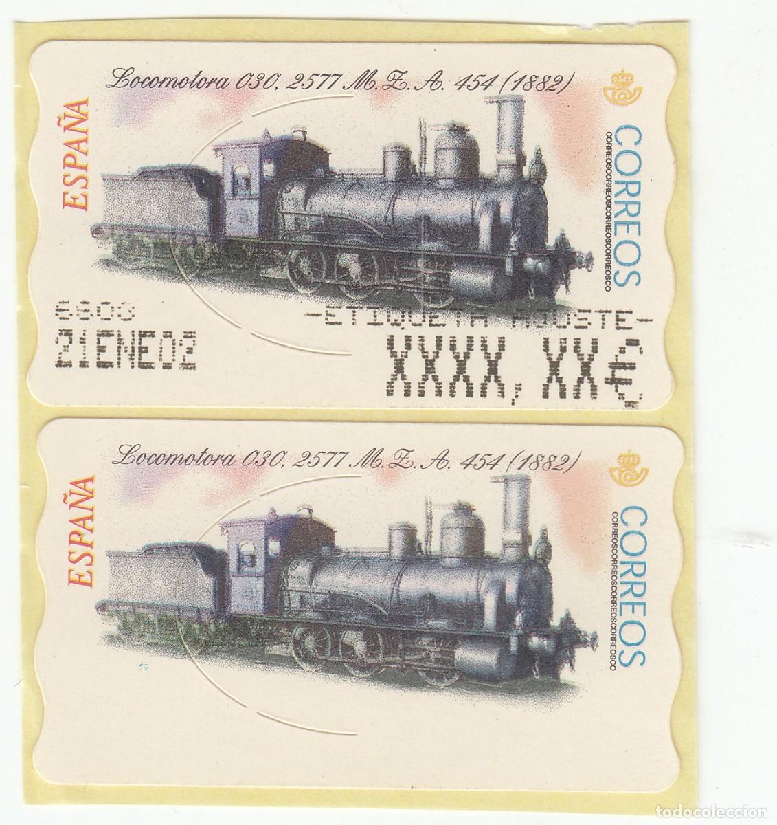 Sellos: ATM ETIQUETA DE AJUSTE Y ETIQUETA SIN VALOR. LOCOMOTORA 030, 2577 MZA 454. 1882