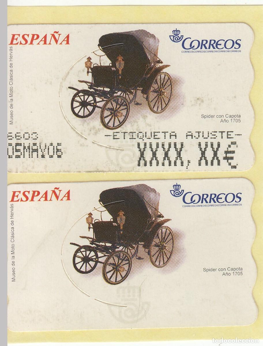 Sellos: ATM ETIQUETA DE AJUSTE Y ETIQUETA SIN VALOR. MUSEO MOTO CLASICA HERVAS. SPIDER CON CAPOTA. A&Ntilde;O 1705