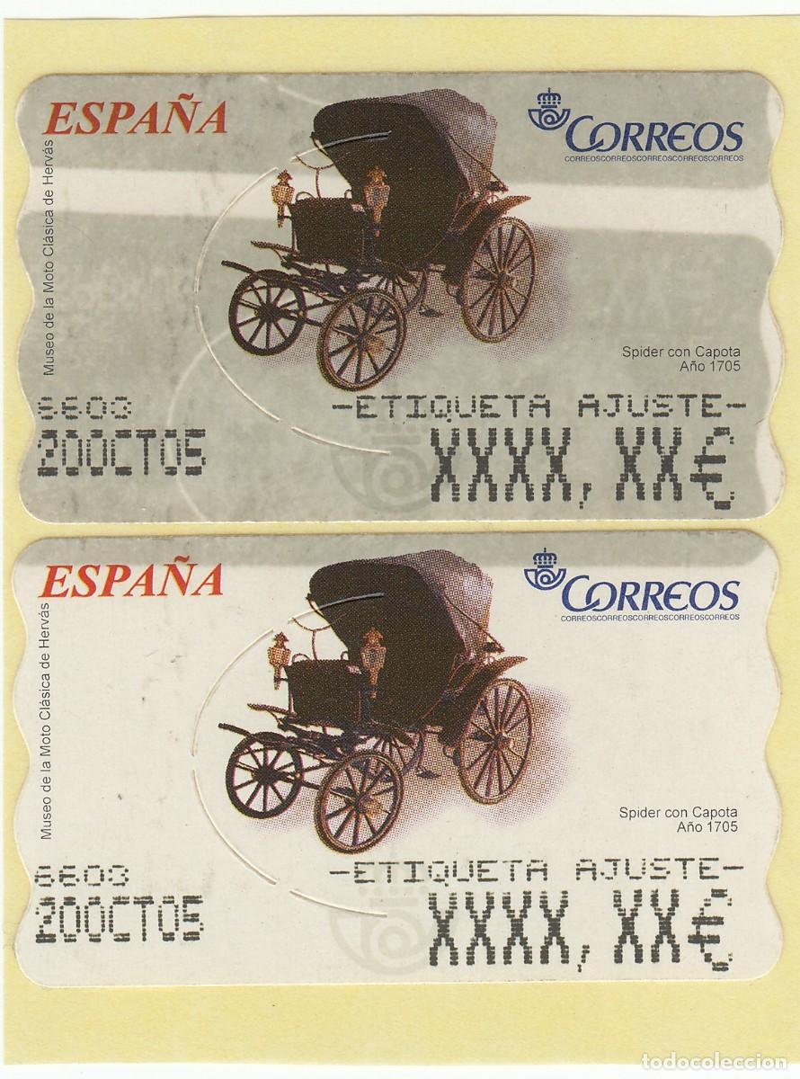 Sellos: ATM ETIQUETA DE AJUSTE Y ETIQUETA SIN VALOR. MUSEO MOTO CLASICA HERVAS. SPIDER CON CAPOTA. A&Ntilde;O 1705