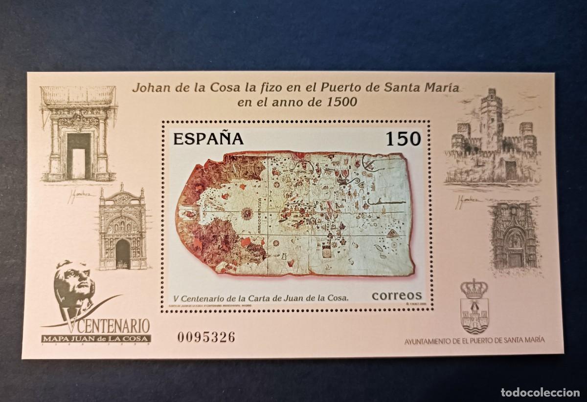 Sellos: Sello nuevo. V Centenario Carta Juan de La Cosa. 14 de julio de 2000. Edifil SH3722.