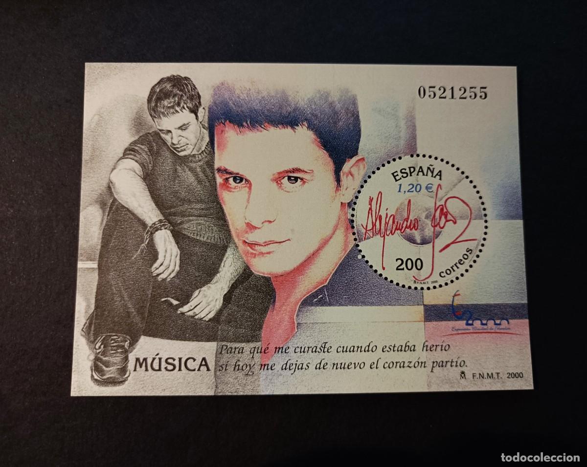 Sellos: Sello nuevo. E. M. Filatelia Espa&ntilde;a&acute;2000.M&uacute;sica. Alejandro Sanz. Octubre 2000. Edifil SH3756.