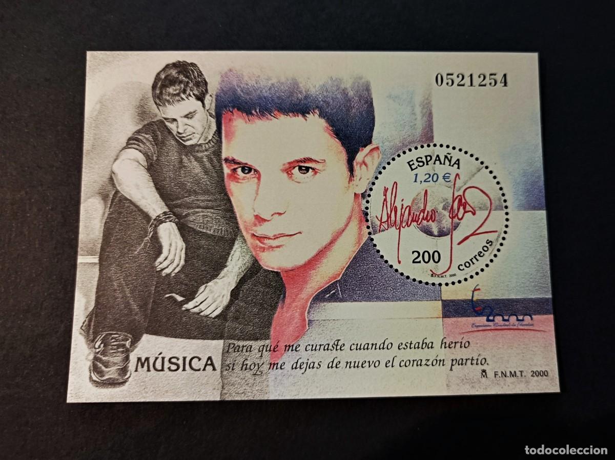 Sellos: Sello nuevo. E. M. Filatelia Espa&ntilde;a&acute;2000.M&uacute;sica. Alejandro Sanz. Octubre 2000. Edifil SH3756.