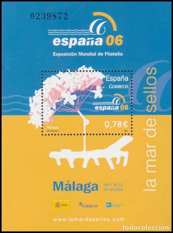 Sellos: Espa&ntilde;a 2006 Edifil 4241 Sello ** HB Exposicion Mundial Filatelia Malaga Biznaga Michel 4134