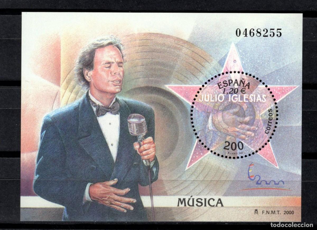 Sellos: Sello nuevo. E. M. Filatelia Espa&ntilde;a&acute;2000. Musica Julio Iglesias. Octubre 2000. Edifil SH3757.
