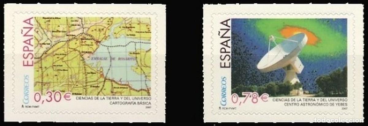 Sellos: Espa&ntilde;a 2007 edifil 4314/5 Sellos ** Ciencias de la Tierra y Universo Mapa que muestra la frontera