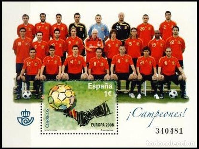 Sellos: Espa&ntilde;a 2008 edifil 4429 Sellos ** HB Deportes Sport Futbol Campeones de Europa de Futbol