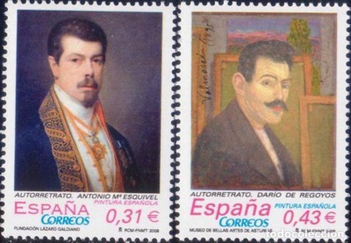 Sellos: Espa&ntilde;a 2008 edifil 4431/2 Sellos ** Pintura Autorretrato pintores Antonio Maria Esquivel y D Regoyos