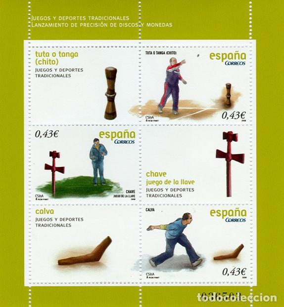 Sellos: Espa&ntilde;a 2008 edifil 4435 Sellos ** HB Juegos y Deportes Tradicionales Tuta o tanga (Chito), Chave