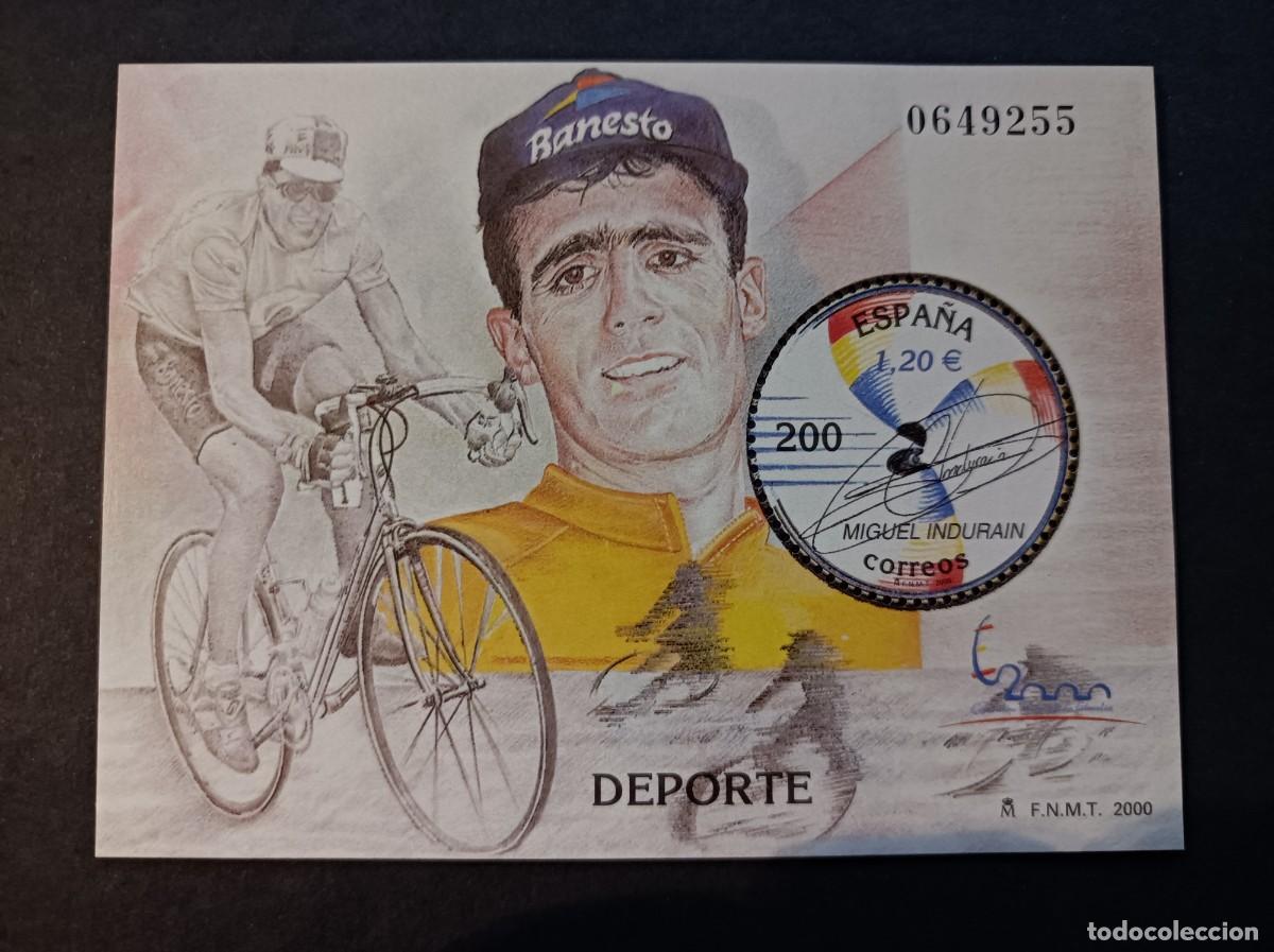Sellos: Sello nuevo. E. M. Filatelia Espa&ntilde;a&acute;2000. Deporte. Miguel Indurain. Octubre 2000. Edifil SH 3760.