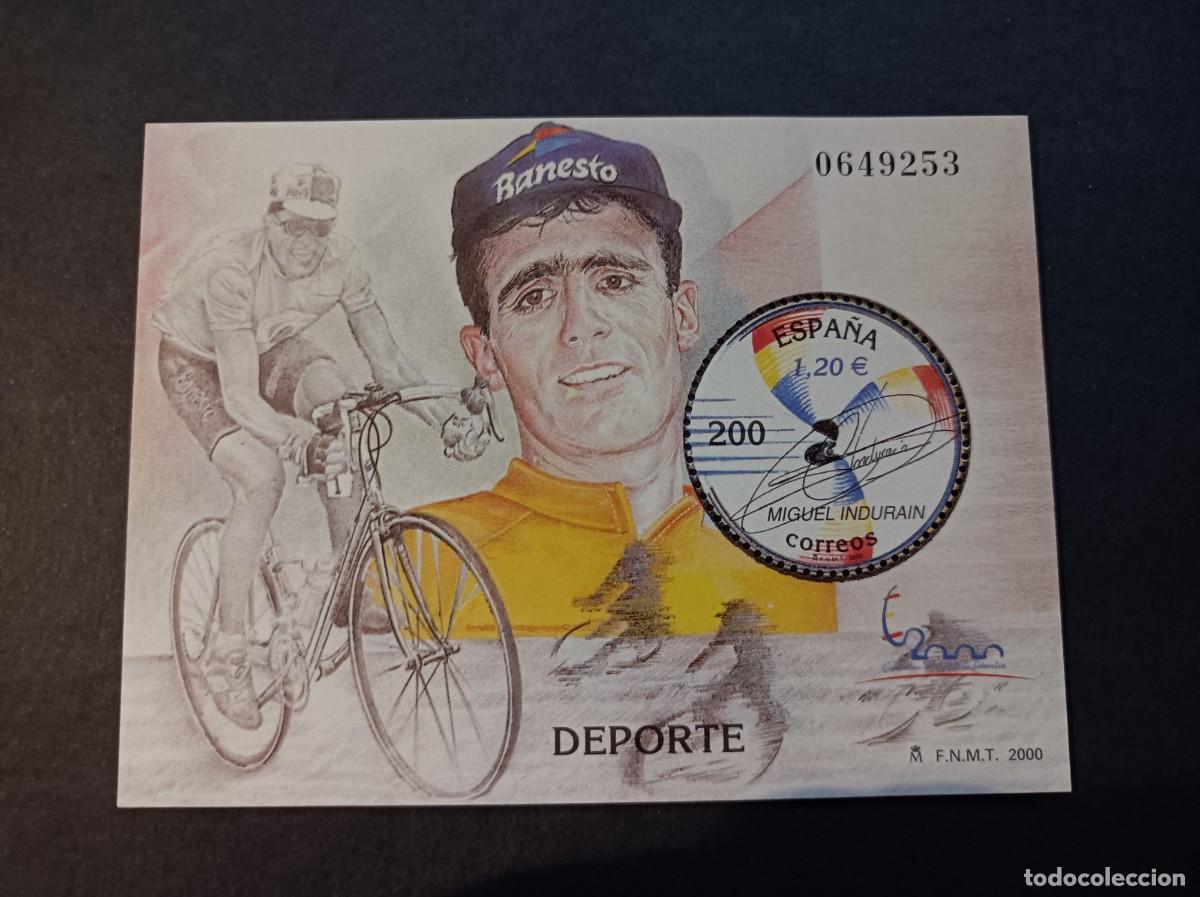 Sellos: Sello nuevo. E. M. Filatelia Espa&ntilde;a&acute;2000. Deporte. Miguel Indurain. Octubre 2000. Edifil SH 3760.