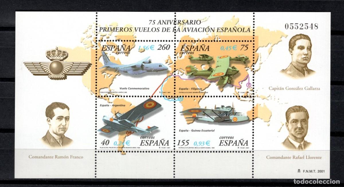 Sellos: Sello nuevo. 75 Aniv&ordm; Primeros Vuelos Aviaci&oacute;n Espa&ntilde;ola. 26 Abril 2001. Edifil SH3790.