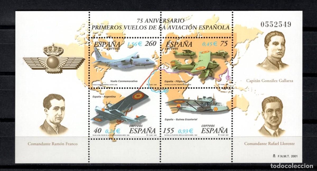 Sellos: Sello nuevo. 75 Aniv&ordm; Primeros Vuelos Aviaci&oacute;n Espa&ntilde;ola. 26 Abril 2001. Edifil SH3790.