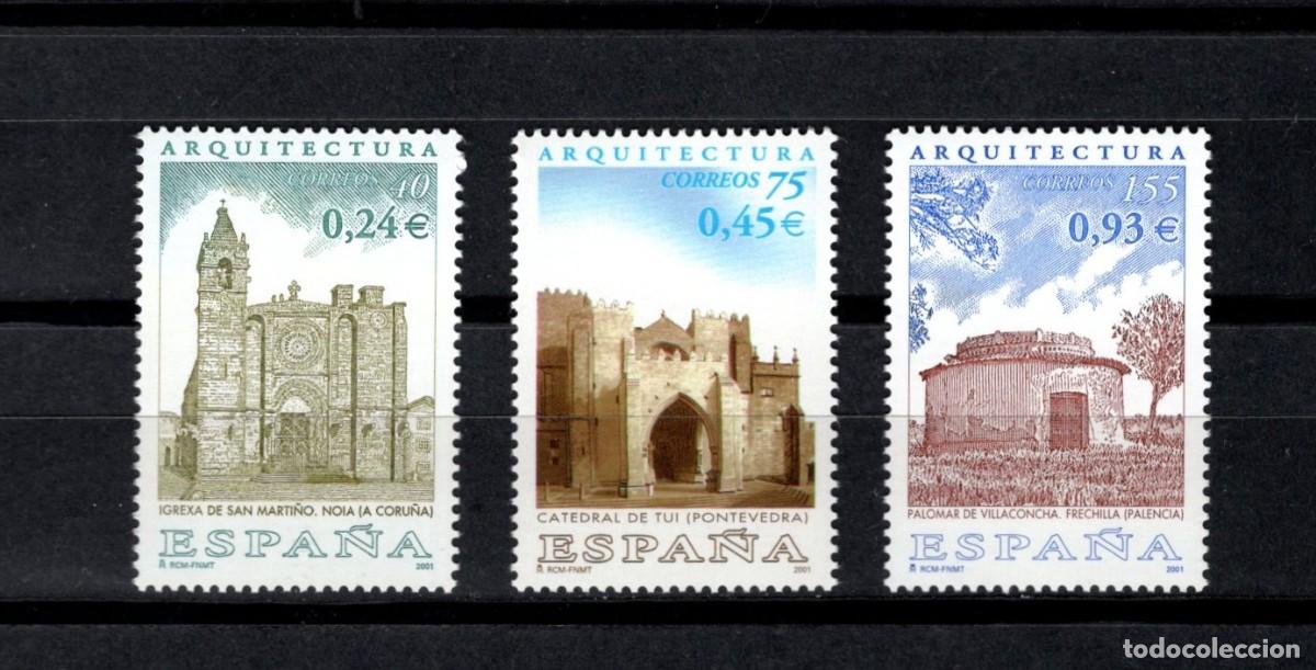 Sellos: Sellos nuevos. Arquitectura. Serie completa. 17 mayo 2001. Edifil 3797/99