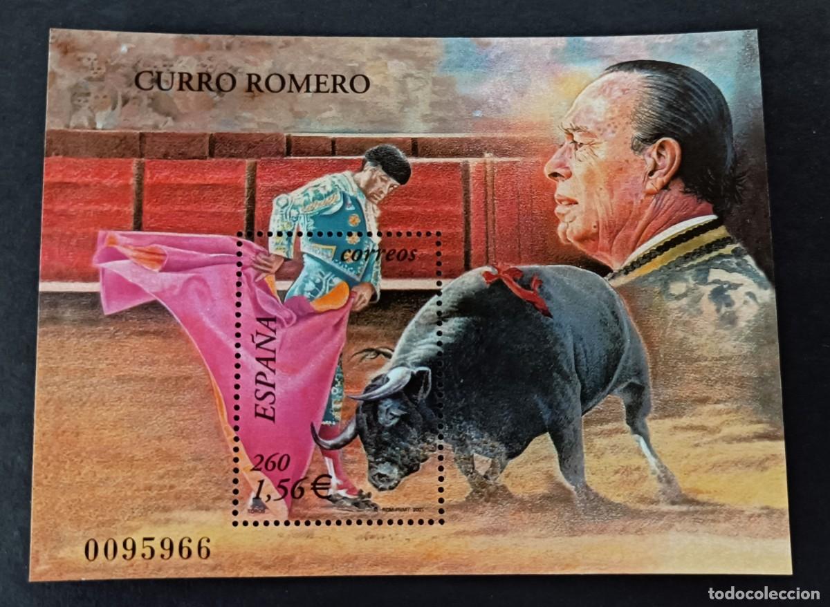 Sellos: Sello nuevo. Curro Romero. Veronica y Efigie de Curro. 25 Octubre. 2001. Edifil SH3834.