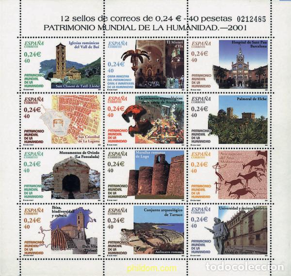 Sellos: 164407 MNH ESPA&Ntilde;A 2001 PATRIMONIO MUNDIAL DE LA HUMANIDAD