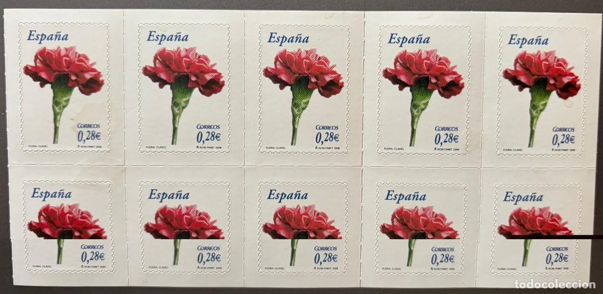 Sellos: ESPA&Ntilde;A, SPAIN, A&Ntilde;O 2006, EDIFIL 4212H, CLAVEL, BLOQUE DE 10 SELLOS DE CARNET. CATALOGO 7,50 &euro;
