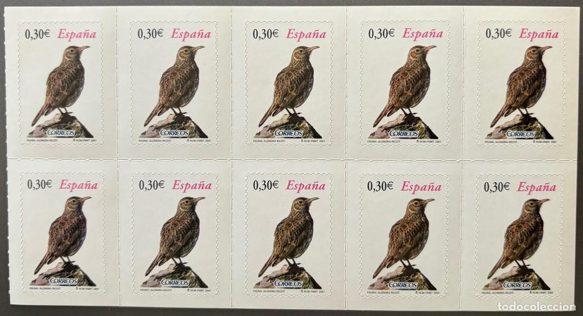 Sellos: ESPA&Ntilde;A, SPAIN, A&Ntilde;O 2007, EDIFIL 4305H, ALONDRA, BLQ 10 SELLOS DE CARNET, CATALOGO 10,00 &euro;