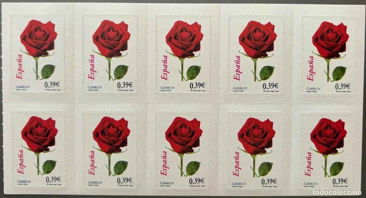 Sellos: ESPA&Ntilde;A, SPAIN, A&Ntilde;O 2007, EDIFIL 4306H, ROSA, BLQ 10 SELLOS DE CARNET, CATALOGO 12,50