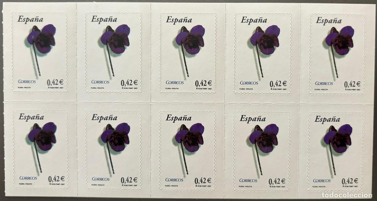 Sellos: ESPA&Ntilde;A, SPAIN, A&Ntilde;O 2007, EDIFIL 4307H, VIOLETA, BLQ. DE 10 SELLOS DE CARNET, CATALOGO 12,50