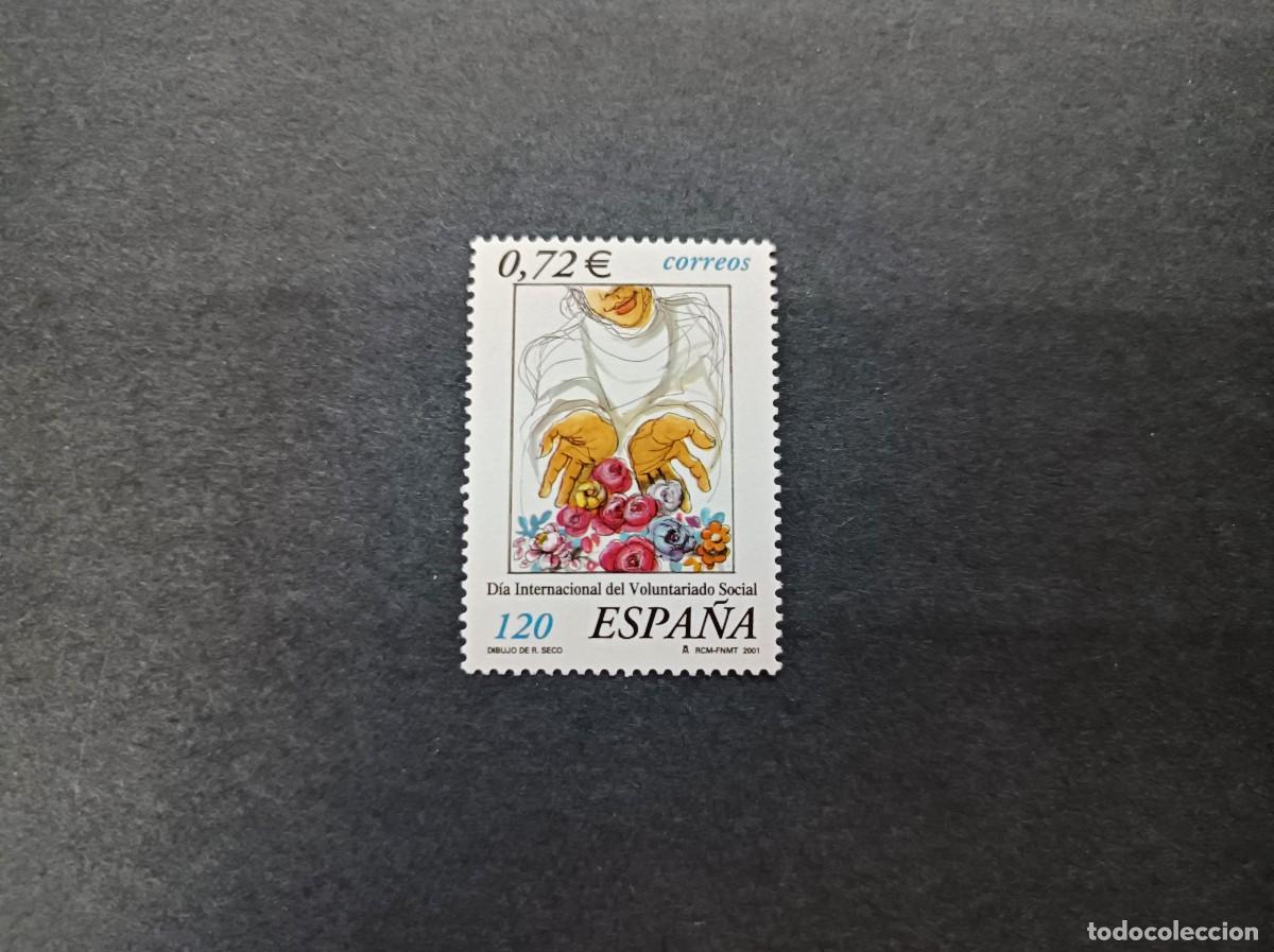 Sellos: Sello nuevo. Dia Internacional Voluntariado Social. 27 Noviembre 2001. Edifil 3842 .
