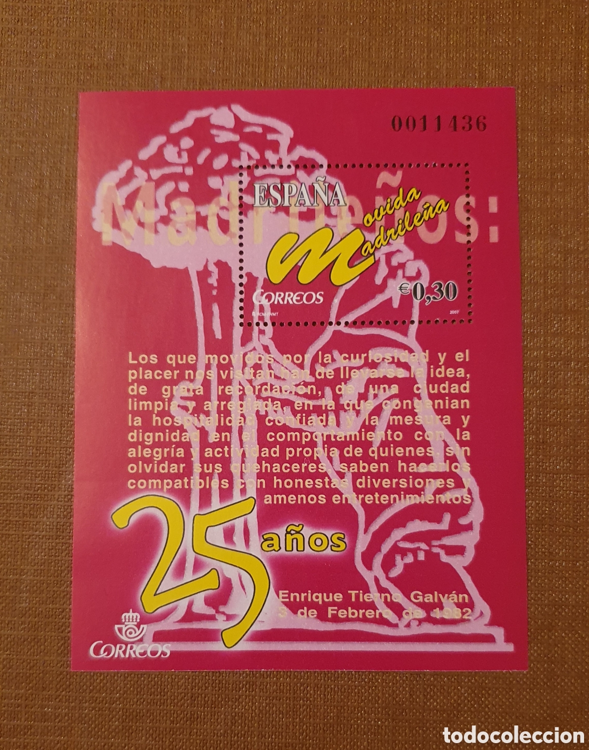 Sellos: Edifil 4320. A&ntilde;o 2007. 25 aniversario de la movida madrile&ntilde;a