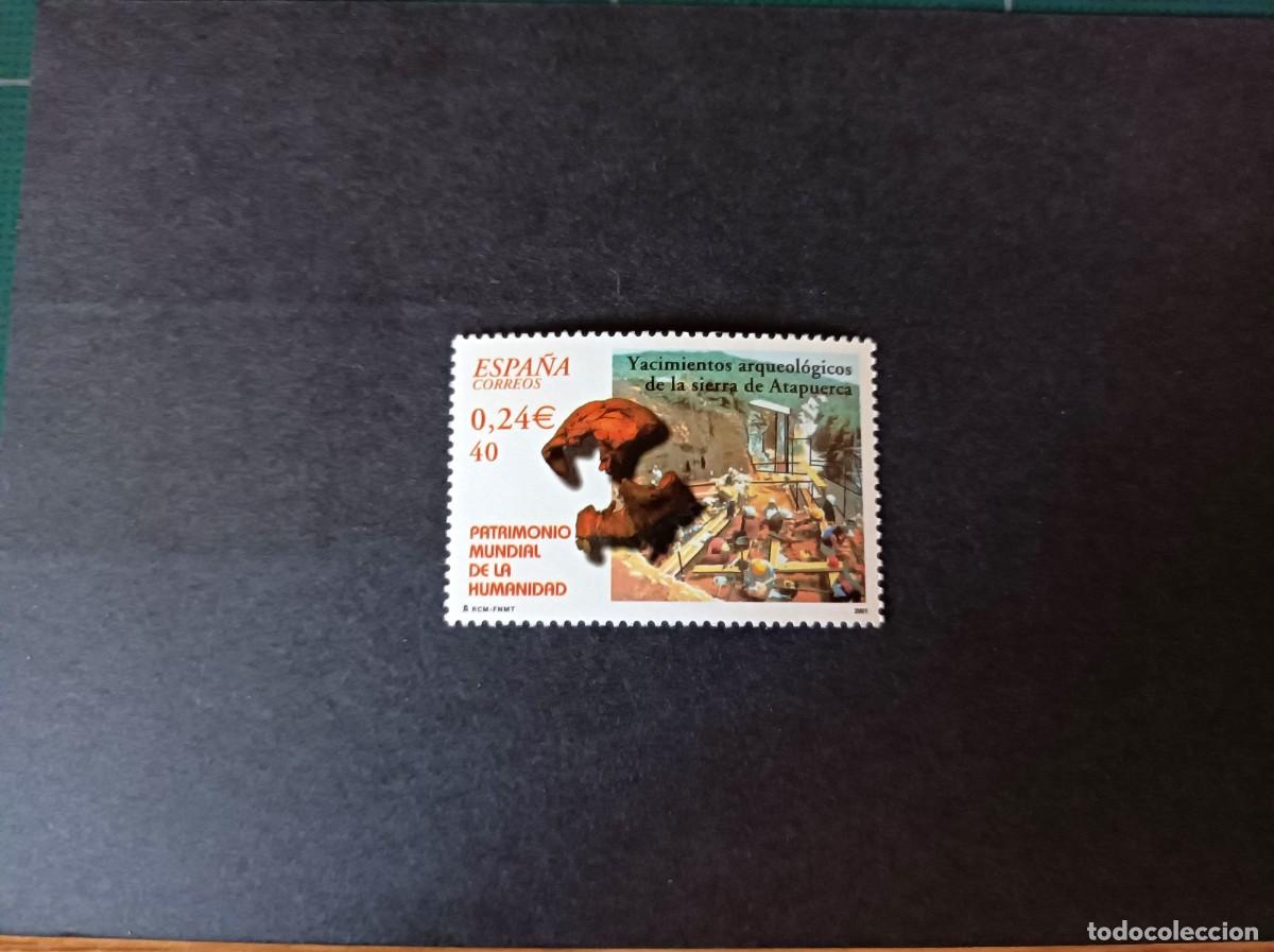 Sellos: S. nuevo. Patrimonio M. Humanidad. Yacimiento Atapuerca. 30 Noviembre 2001. Edifil 3847.