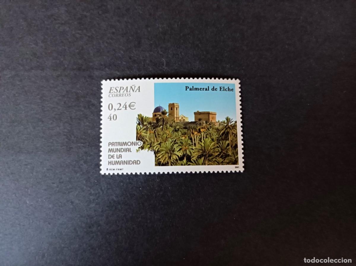 Sellos: Sello nuevo. Patrimonio de la Humanidad. Palmeral de Elche. 30 Noviembre 2001. Edifil 3848.