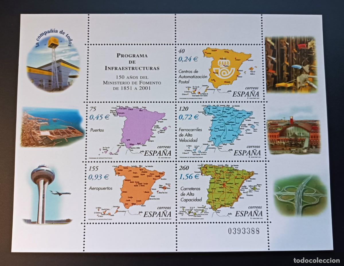 Sellos: Sello nuevo. 150 A&ntilde;os Ministerio de Fomento. 11 Diciembre 2001. Edifil SH 3855ABCDE.