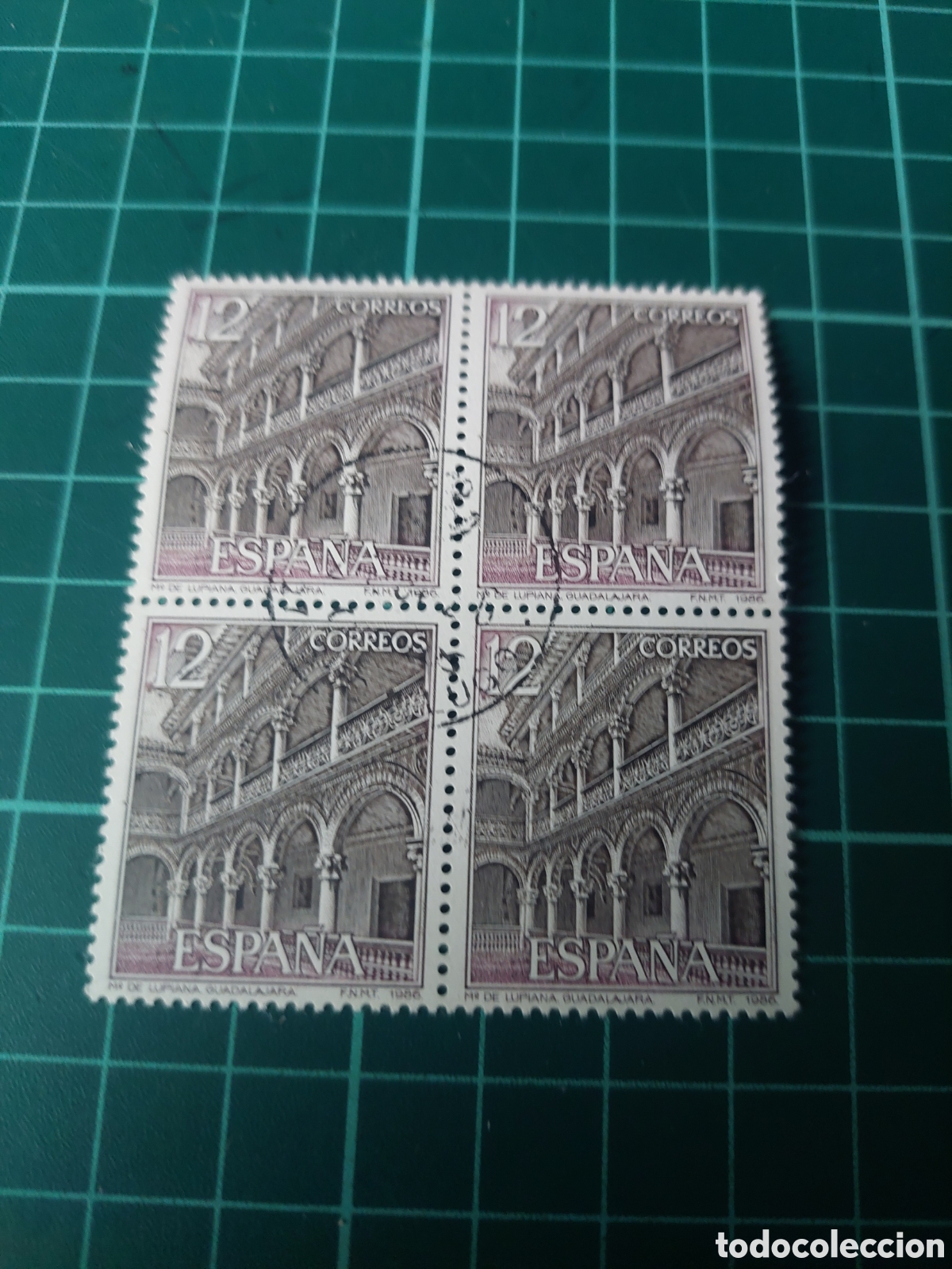 Sellos: 1986 EDIFIL 2835 USADOS BLOQUE CUATRO TURISMO LUPIANA GUADALAJARA ARQUITECTURA HISTORIA