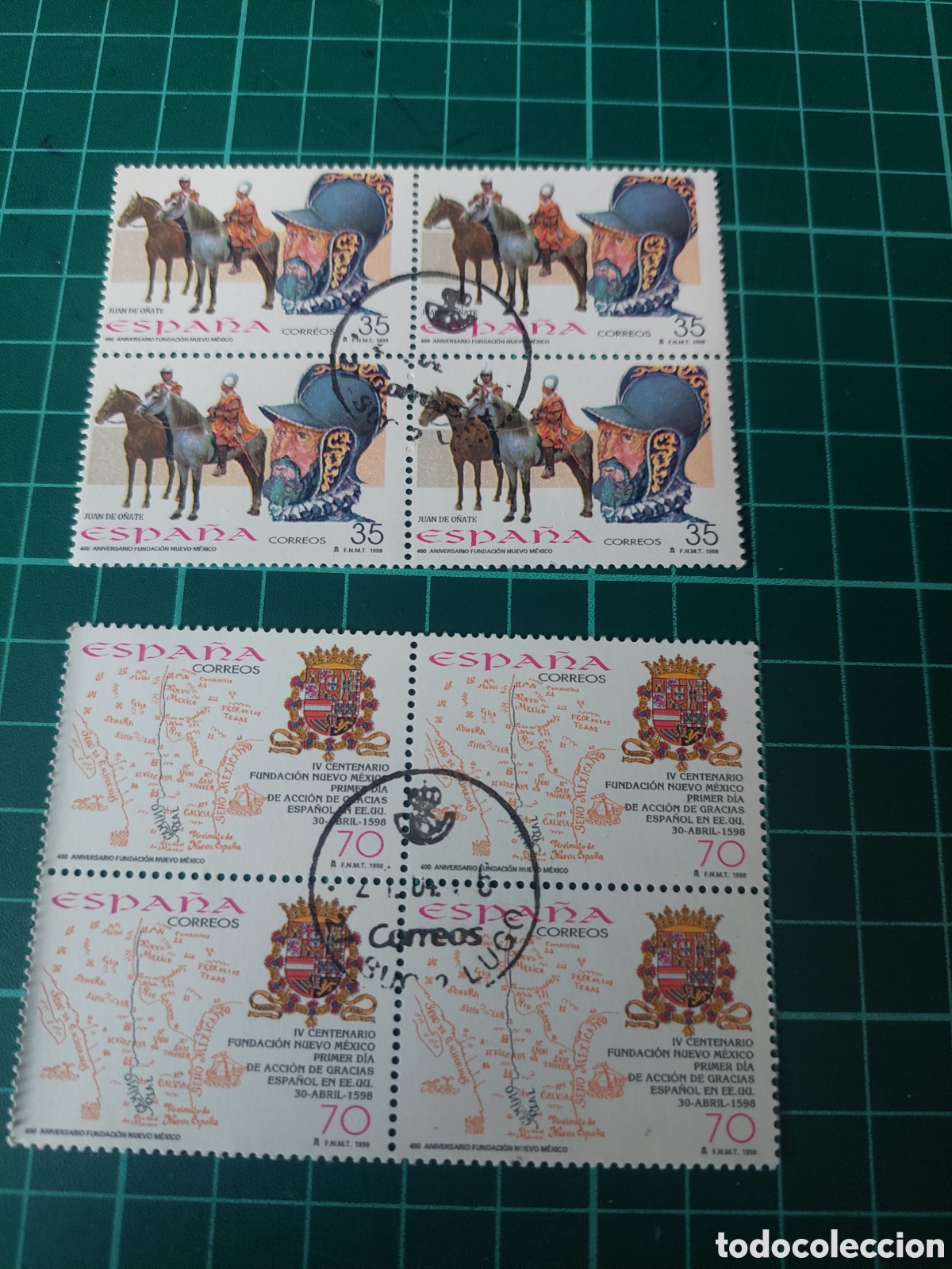 Sellos: 1998 edifil 3598/99 bloque cuatro usados lujo M&eacute;xico mapa militar, caballo escudo heraldico 1998