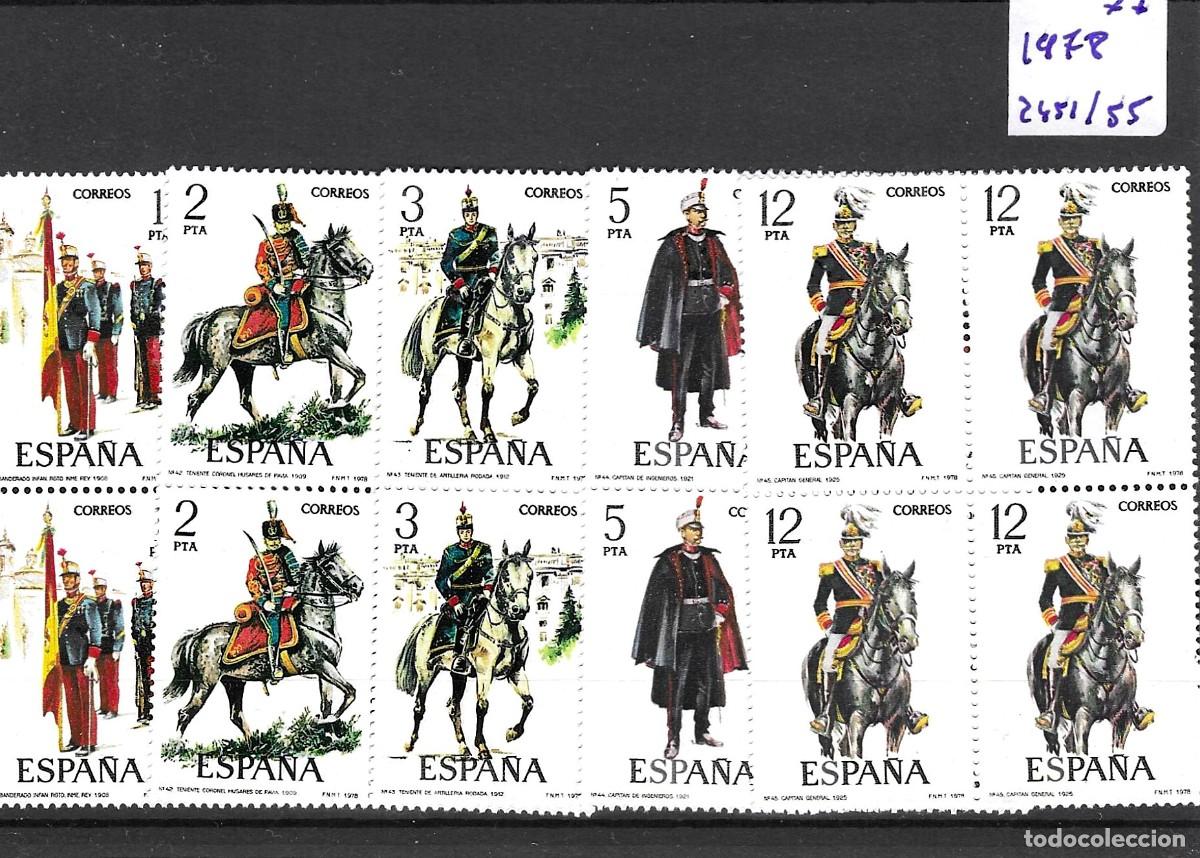 Sellos: Sellos de Espa&ntilde;a A&ntilde;o 1978 Uniformes Militares Sellos nuevos** en bloque de 4 M&ordm; Edifil 2451/55