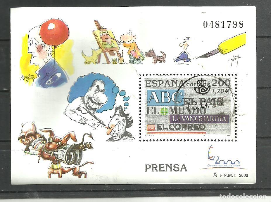 Sellos: ESPA&Ntilde;A 2000 - EDIFIL NRO. 3766 HB- USADO- SELLO ALGO DESPRENDIDO DE VI&Ntilde;ETA