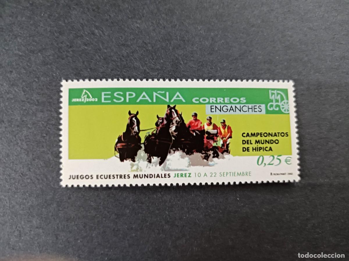 Sellos: Sello nuevo. Juegos Ecuestres Mundiales. Enganches. 11 mayo 2002. Edifil 3898.