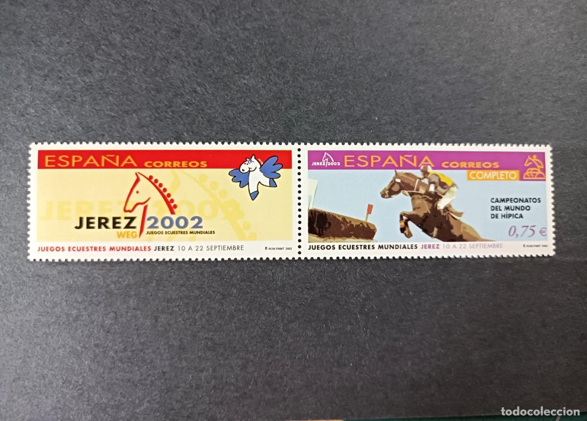 Sellos: Sello nuevo. Juegos Ecuestres Mundiales. Concurso completo+vi&ntilde;eta. 11 mayo 2002. Edifil 3903.