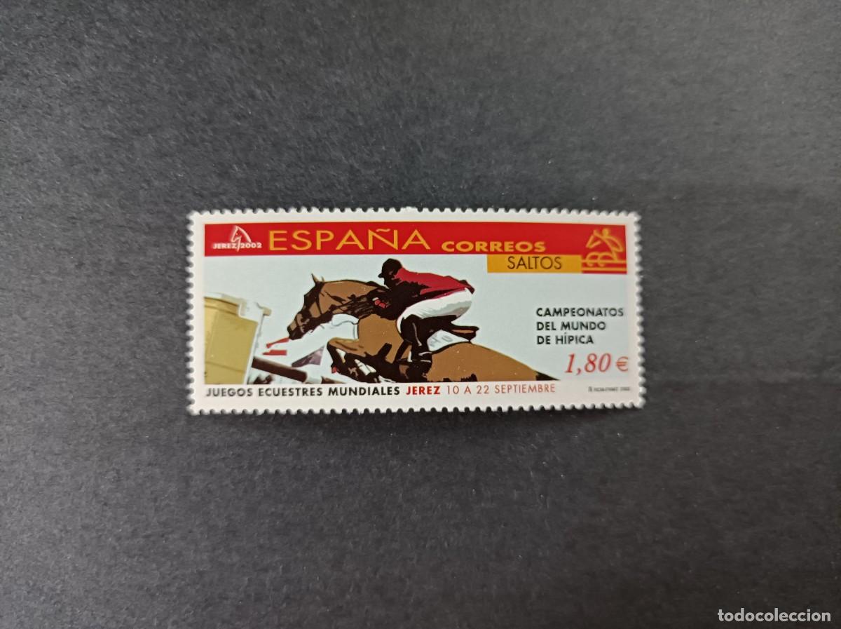 Sellos: Sello nuevo. Juegos Ecuestres Mundiales. Saltos de obst&aacute;culos. 11 mayo 2002. Edifil 3904.