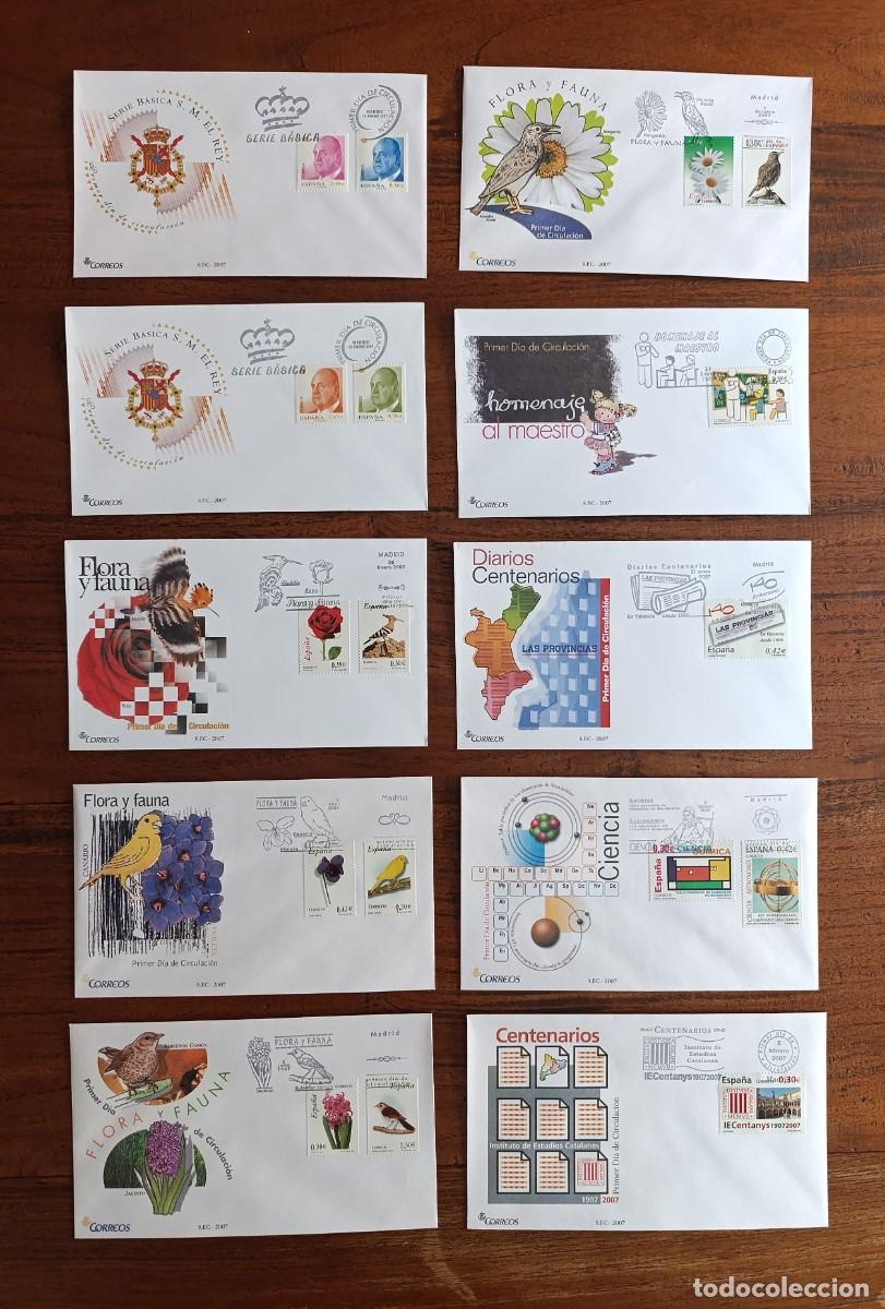 Sellos: A&Ntilde;O COMPLETO SOBRES DE PRIMER D&Iacute;A A&Ntilde;O 2007 FDC COMPLETO GRAN OCASION Y OFERTA &Uacute;NICA.