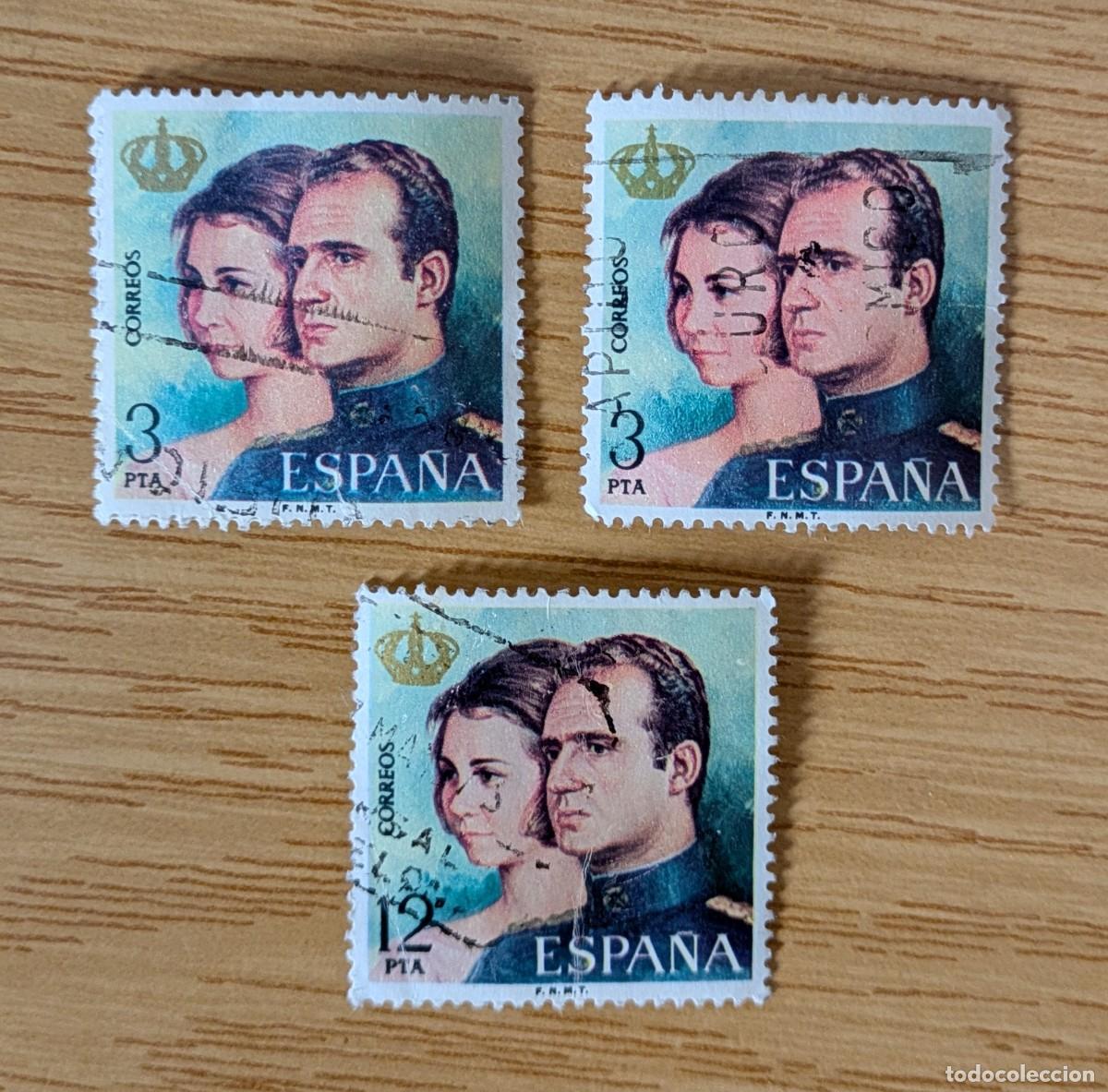 Sellos: Tres sellos Juan Carlos I y Sofia. Usados