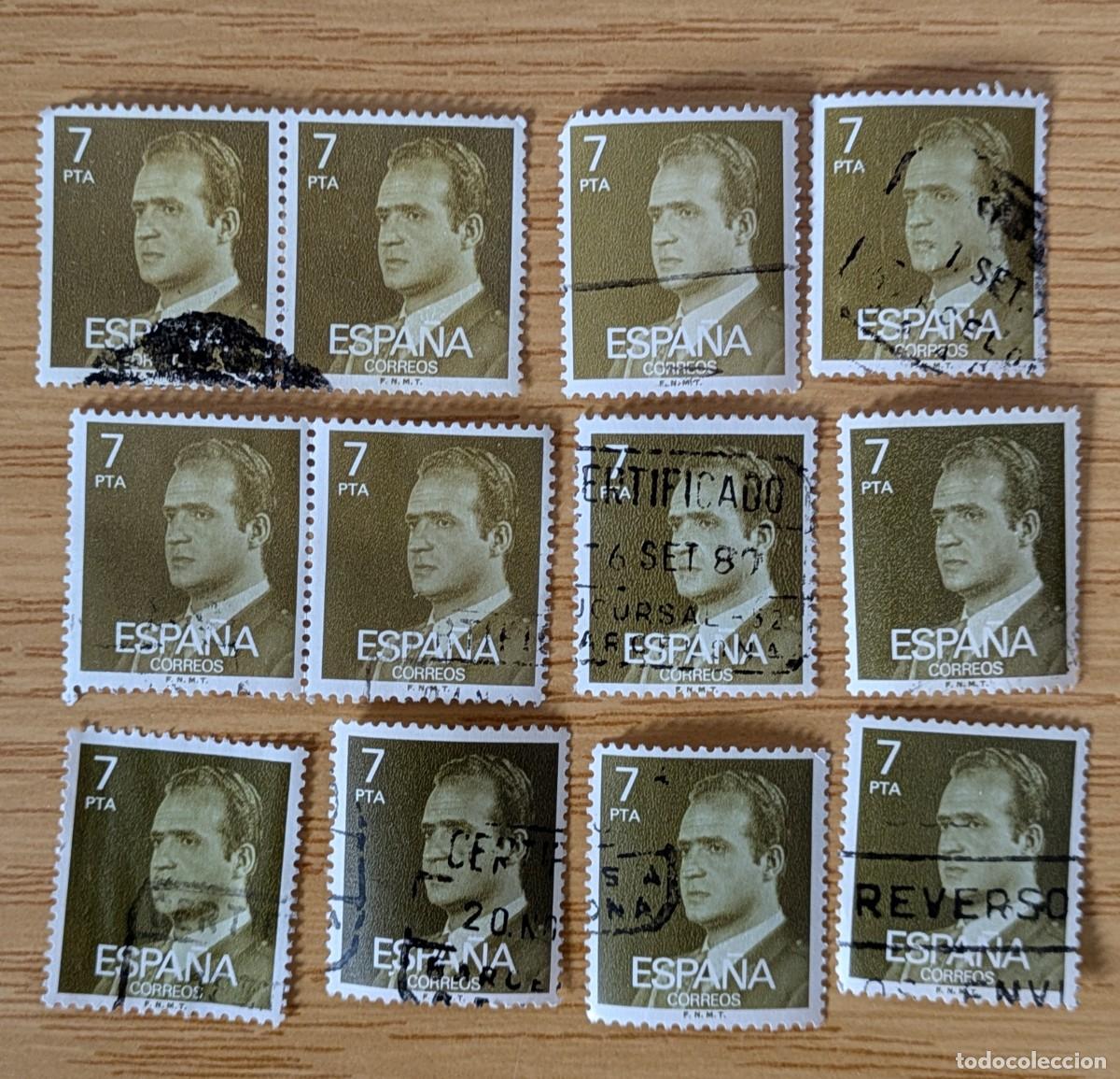 Sellos: 12 sellos Juan Carlos I 7 pta usados