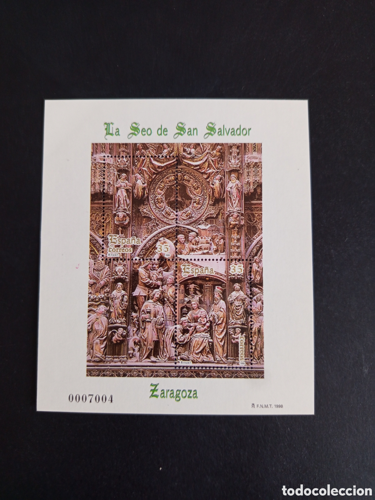 Sellos: Espa&ntilde;a, 1998. La Seo de San Salvador de Zaragoza. Edifil 3595. Pedido m&iacute;nimo 3 &euro;. Ver fotos.