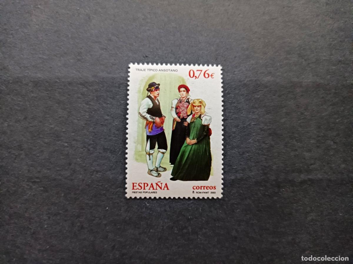 Selos: Sello nuevo. Fiestas Populares. Trajes T&iacute;picos Ansotanos (Huelva). 20 Enero 2003. Edifil 3958.