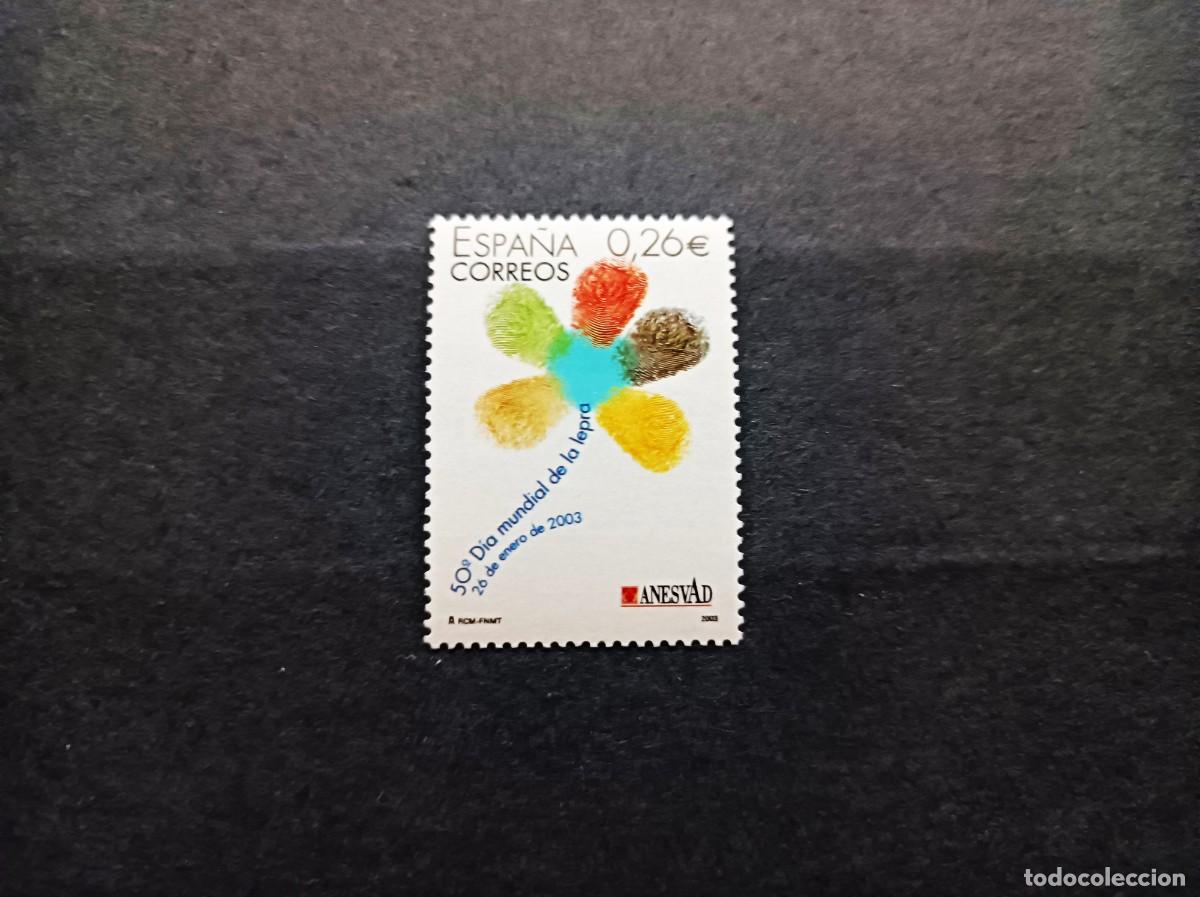 Sellos: Sello nuevo. Dia Mundial de la Lepra. Logotipo. 21 de Enero de 2003. Edifil 3959.