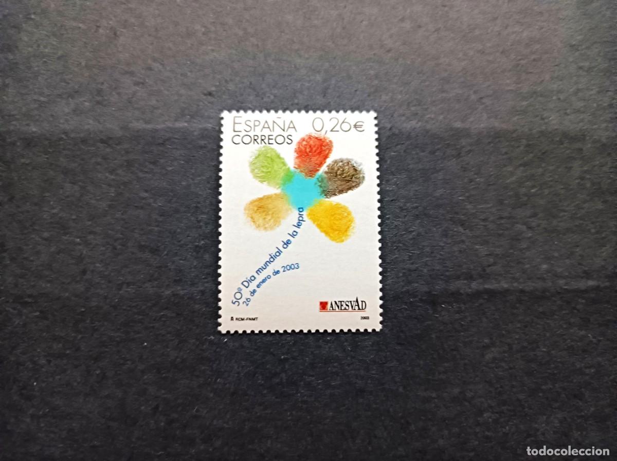 Sellos: Sello nuevo. Dia Mundial de la Lepra. Logotipo. 21 de Enero de 2003. Edifil 3959.