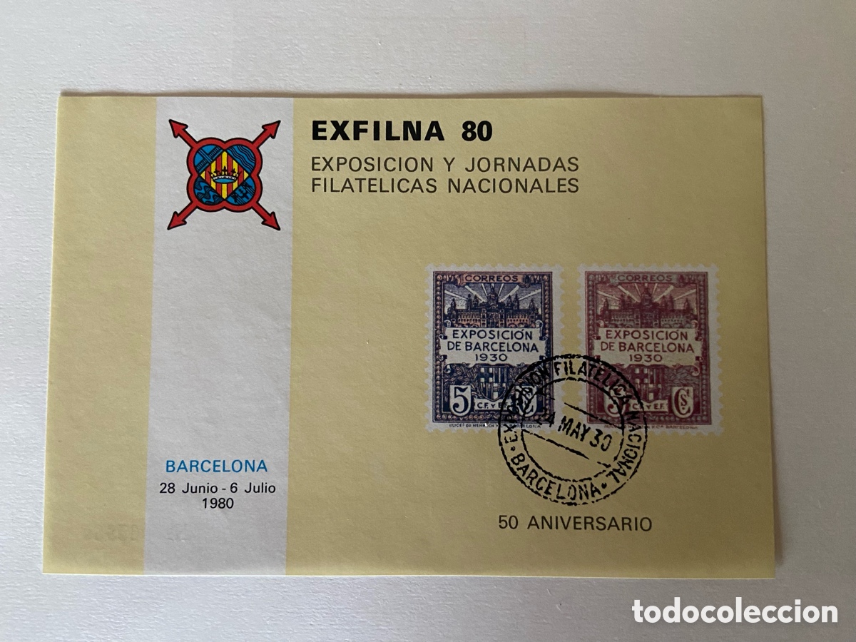 Sellos: Hoja recuerdo Exflina 80 Barcelona. Edifil 86 MNH
