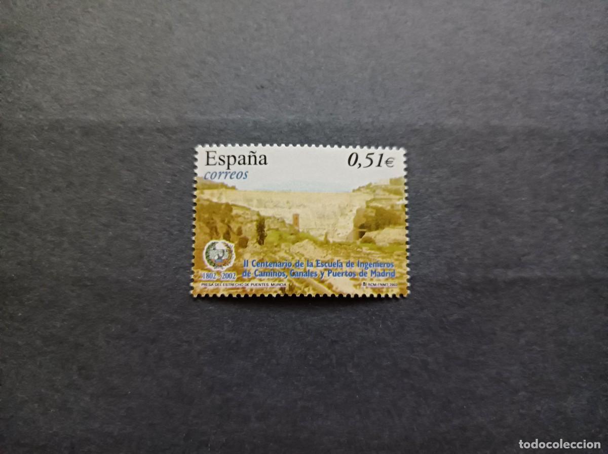 Sellos: S. nuevo. II Cent&ordm; Escuela Ingenieros Caminos ... Presa Puente Estrecho de Murcia. Edifil 3967A.