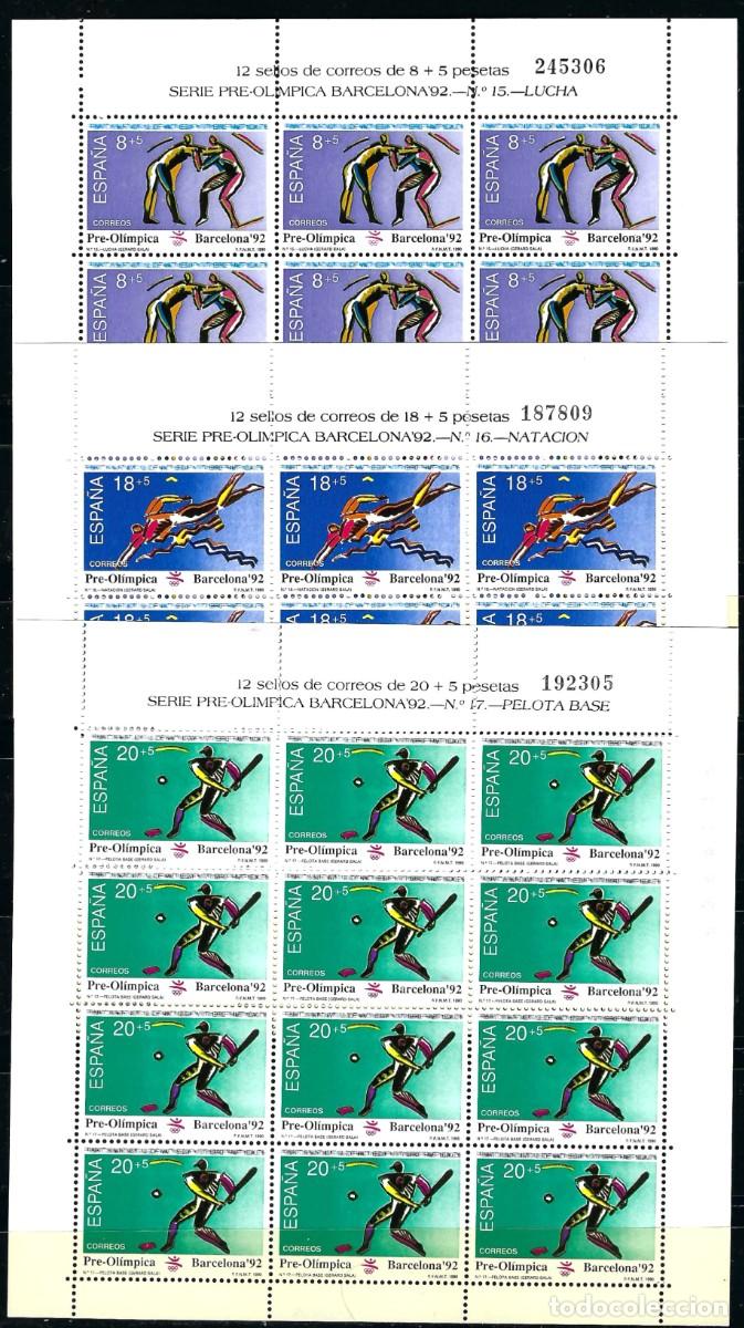 Sellos: Espa&ntilde;a 1990 Tres Mini Pliegos Pre-Ol&iacute;mpica-Barcelona 92 Nuevos