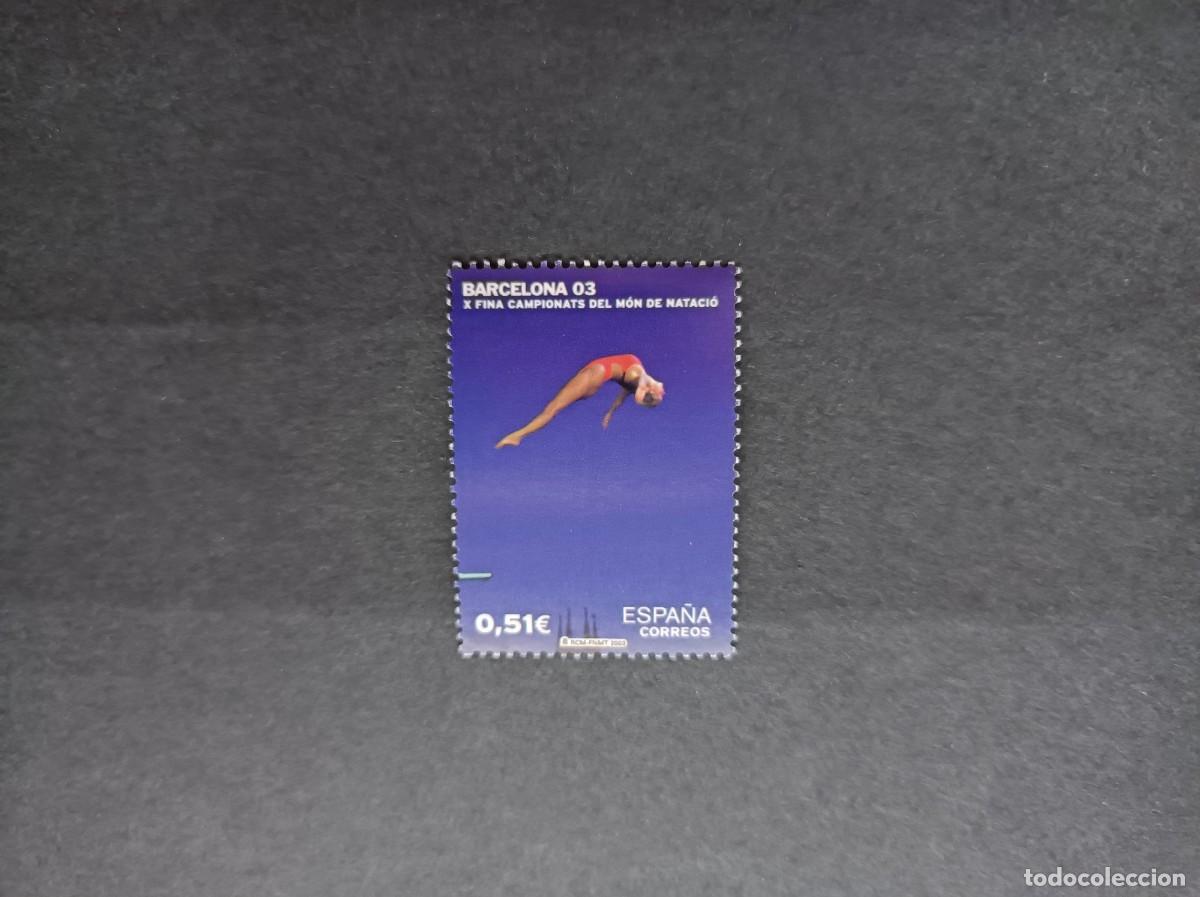 Sellos: Sello nuevo. X Campeonato Mundo Nataci&oacute;n. Barcelona. Saltos. 23 de Mayo de 2003. Edifil 3990.