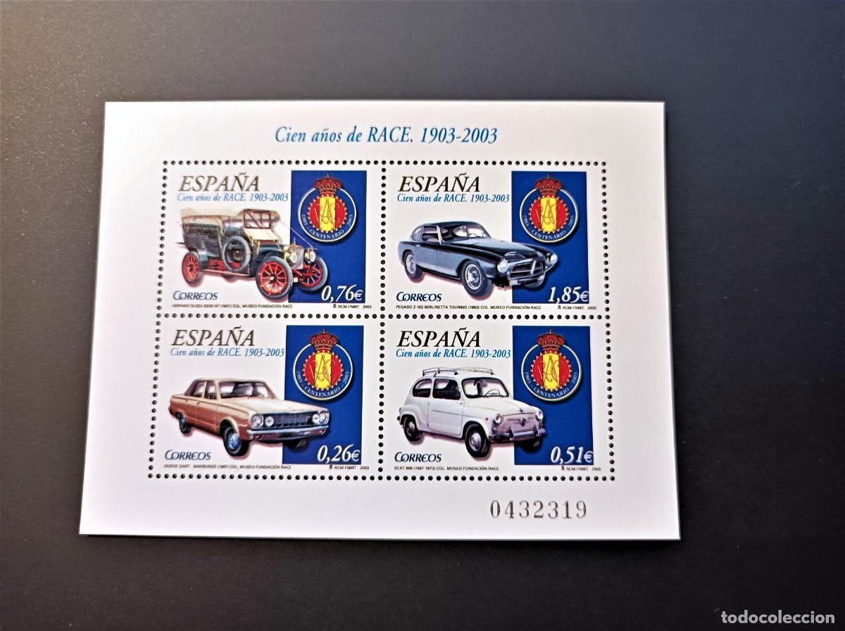 Timbres: Sello nuevo. 100 A&ntilde;os Real Autom&oacute;vil Club de Espa&ntilde;a. 27 de Junio de 2003. Edifil SH 3996.