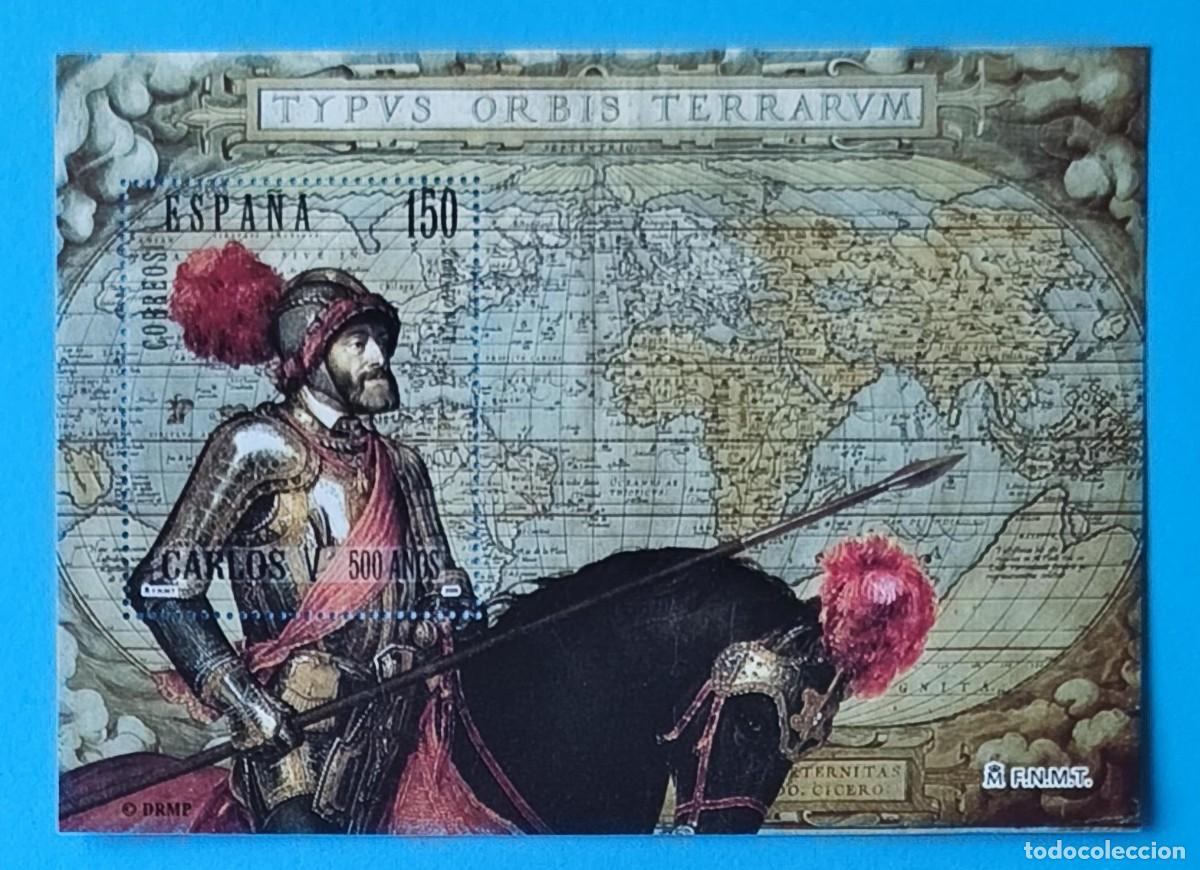 Sellos: HOJITA 500 A&Ntilde;OS DEL NACIMIENTO DE CARLOS V - 2000 - EDIFIL 3699