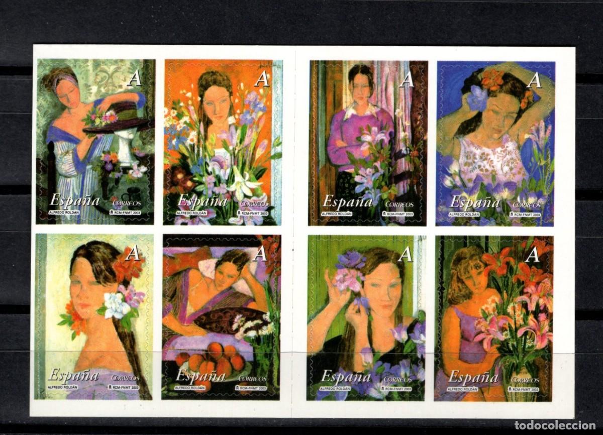 Sellos: Sello Nuevo. Carn&eacute; sellos Autadhesivos. La Mujer y Las Flores. 28 Julio 2003. Edifil 4003C.