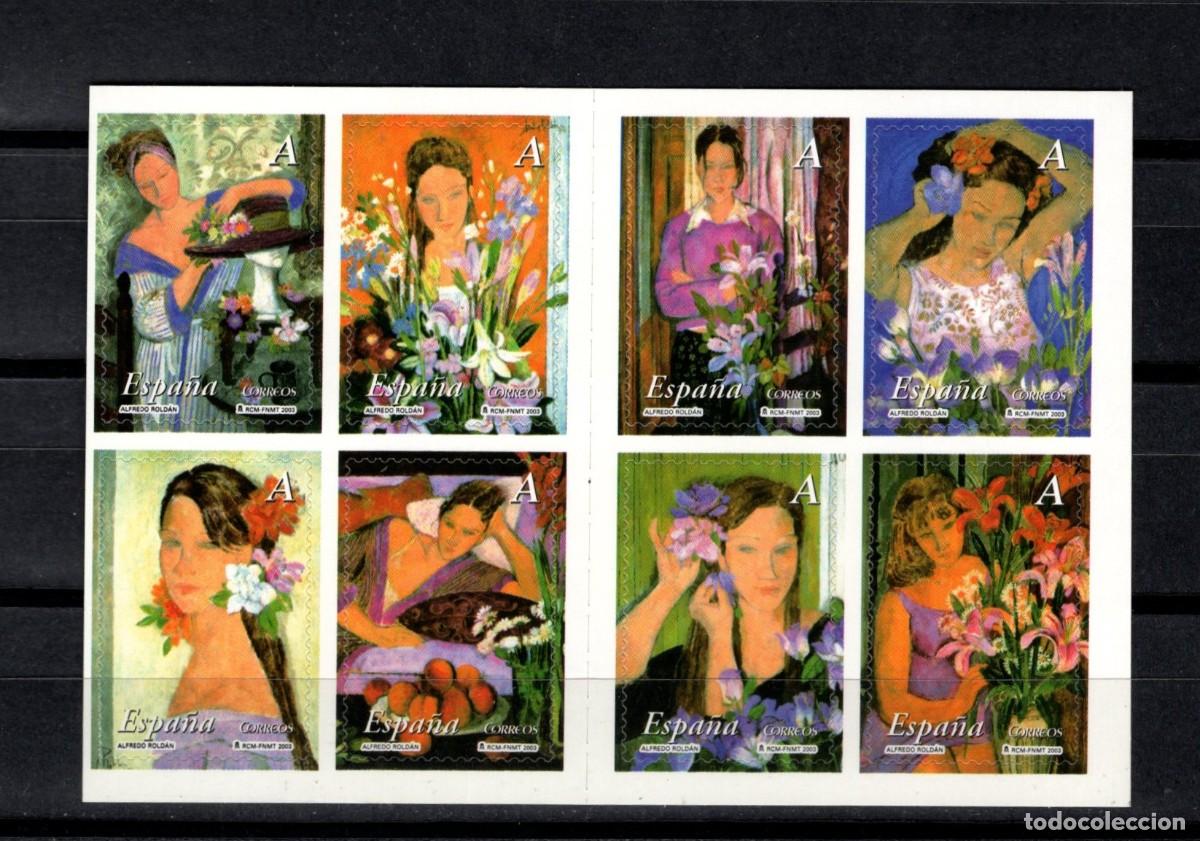 Sellos: Sello Nuevo. Carn&eacute; sellos Autadhesivos. La Mujer y Las Flores. 28 Julio 2003. Edifil 4003C.